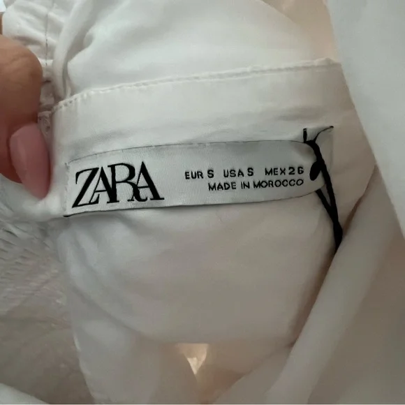 NWT Zara Blogger Fav Asymmetrical One Shoulder Poplin Ruffle Top White - Picture 13 of 16